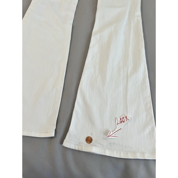 BDG Ruched V-Front Flare‎ Jean - WHITE - SIZE 25 Women's Y2K 33" Inseam - Picture 3 of 13